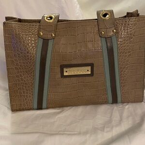 Mia K. Croc-Embossed Tan Tote Bag